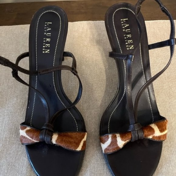 Ralph Lauren Shoes - Ralph Lauren sling back sandals with animal print toe strap